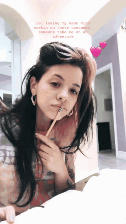 Pink Hair Girl With Pencil In Mouth Losing My Damn Mind GIF