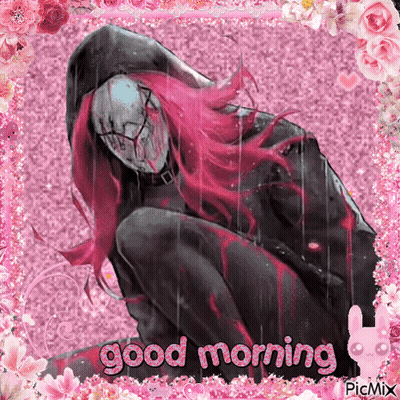 Pink Hair Girl With Pink Frame Good Morning GIF