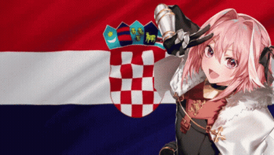 Pink Hair Girl With Purple Eyes And Croatian Flag GIF