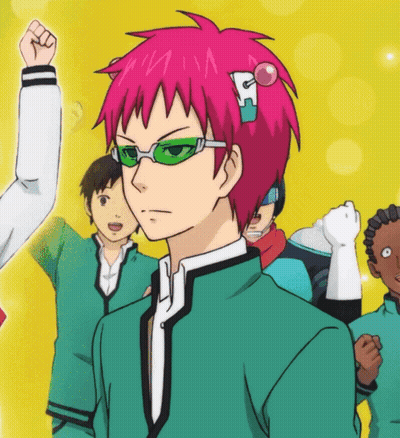 Pink Hair Green Glasses Cartoon With Letter R GIF
