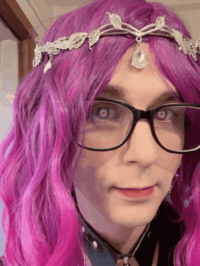 Pink Hair Man With Glasses And Tiara GIF