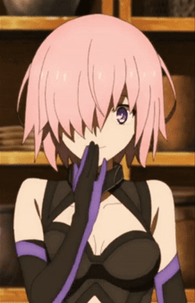 Pink Hair Purple Eyes Girl Covering Face GIF