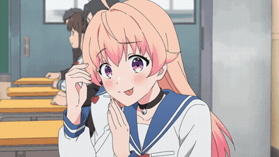 Pink Hair Purple Eyes Girl Making Funny Face GIF