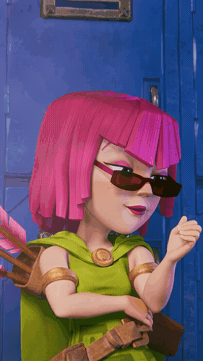 Pink Hair Sunglasses Cartoon Character Blue Door GIF