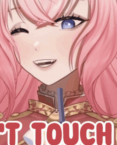 Pink Haired Anime Girl Saying I Touch GIF