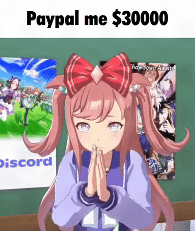 Pink Haired Anime Girl Saying Paypal $300,000 GIF