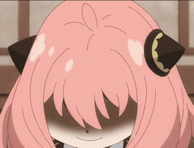 Pink Haired Anime Girl Smiling With Eyes Closed GIF