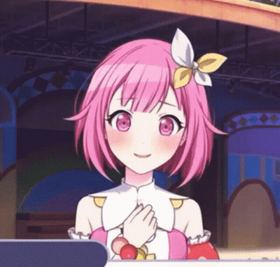 Pink Haired Anime Girl Smiling With Flower GIF