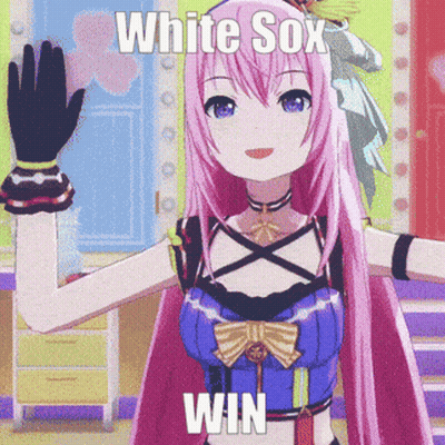 Pink Haired Anime Girl White Sox Win GIF