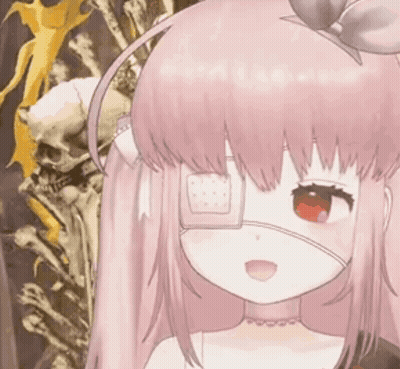 Pink Haired Anime Girl With Bandage GIF