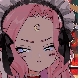 Pink Haired Anime Girl With Crescent Moon GIF