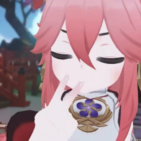 Pink Haired Anime Girl With Flower Necklace GIF