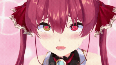 Pink Haired Anime Girl With Heart Eyes GIF