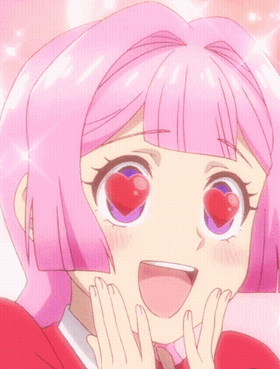 Pink Haired Anime Girl With Heart Shaped Eye GIF