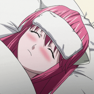 Pink Haired Anime Girl With Mustache GIF