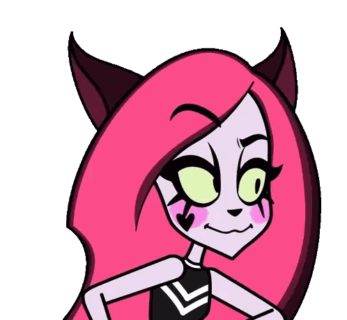 Pink-Haired Cartoon Character With Horns Sticker