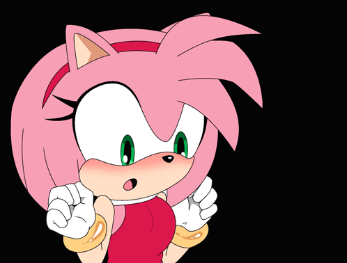 Pink-Haired Cartoon Holding Heart GIF