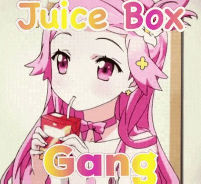 Pink-Haired Girl Drinking Juice Box Gang GIF