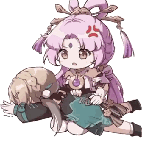 Pink Haired Girl Holding Another Girl Sticker
