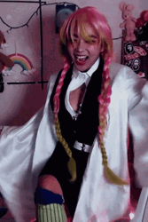 Pink Haired Girl Knee Slap GIF