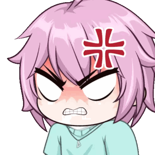 Pink Haired Girl With Angry Expression Sticker