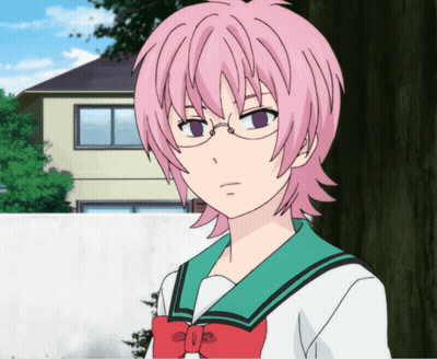 Pink Haired Girl With Glasses And Bow GIF