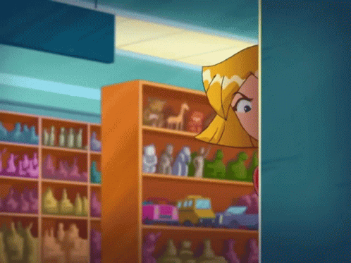 Pink-Haired Girl With Green Eyes Peeking From Wall GIF
