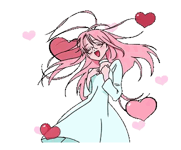 Pink Haired Girl With Hearts Sticker