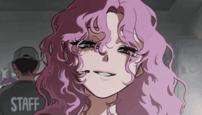 Pink-Haired Girl With Microphone In Mouth GIF
