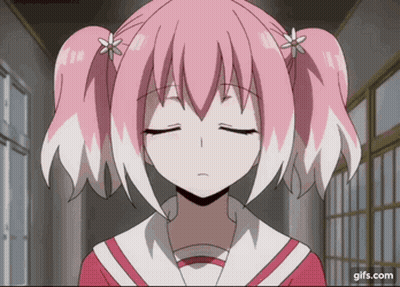 Pink-Haired Girl With Pigtails Eyes Closed And Flower GIF
