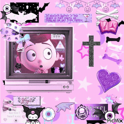 Pink Haired Girl With Vampire Teeth Making Funny Face GIF