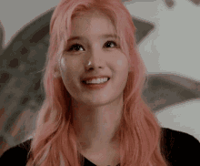 Pink Haired Sana Blushing GIF