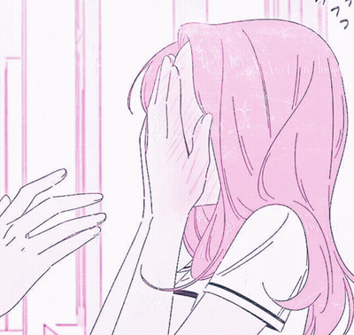 Pink-Haired Woman Covering Face GIF