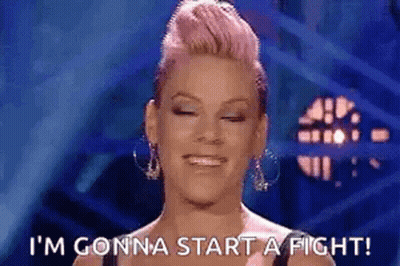 Pink Haired Woman Saying I'm Gonna Start A Fight GIF