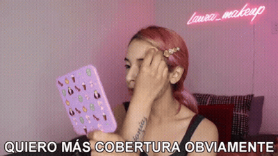 Pink-Haired Woman Saying Quiero Mas Cobertura GIF