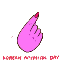 Pink Hand Making Heart Sign Korean American Day Sticker