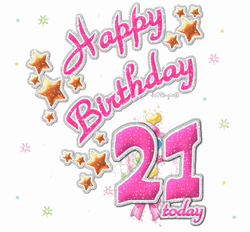 Pink Happy 21 St Birthday Greetings GIF