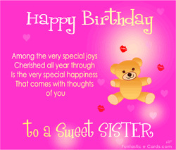 Pink Happy Birthday Sister Bear GIF