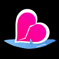 Pink Heart Broken Crying Sticker