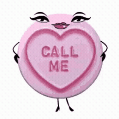 Pink Heart Candy Bar With Arms And Legs Saying Call Me GIF