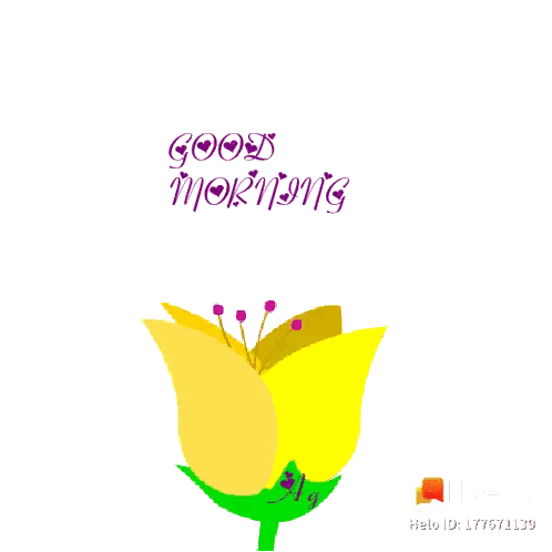 Pink Heart Flower Says Good Morning Sticker