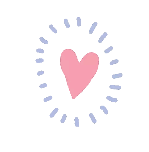 Pink Heart In Blue Dot Circle Sticker