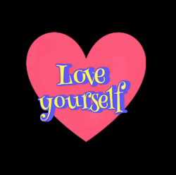 Pink Heart Love Yourself Quote