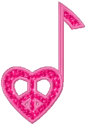 Pink Heart Music Note With Peace Sign Sticker