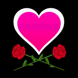 Pink Heart Red Roses Sticker GIF