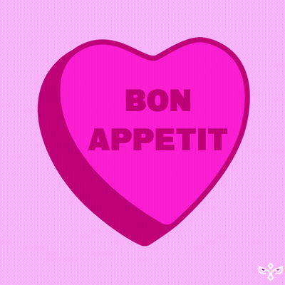 Pink Heart Saying Bon Appetit GIF
