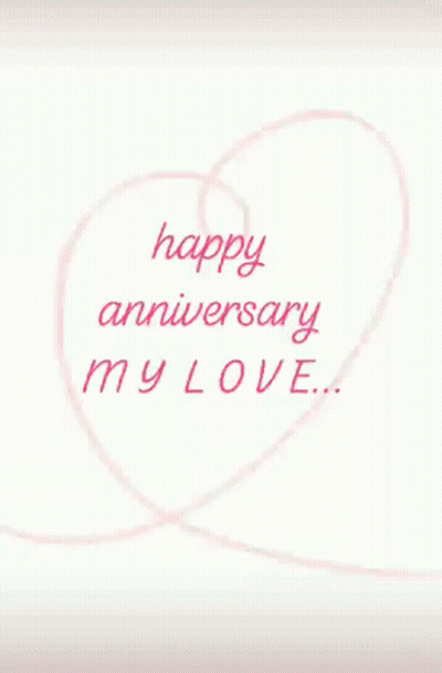 Pink Heart Saying Happy Anniversary My Love GIF