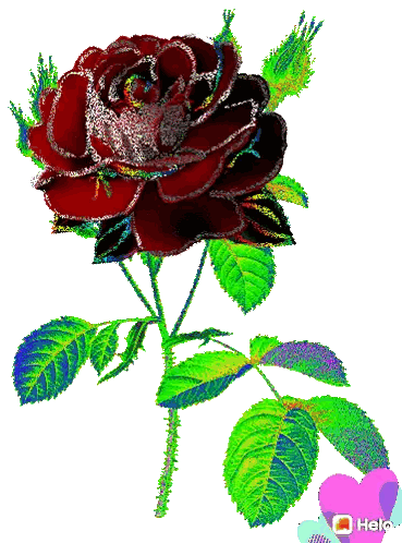 Pink Heart Saying Help Surrounded By Red Rose And Green Leaves Sticker