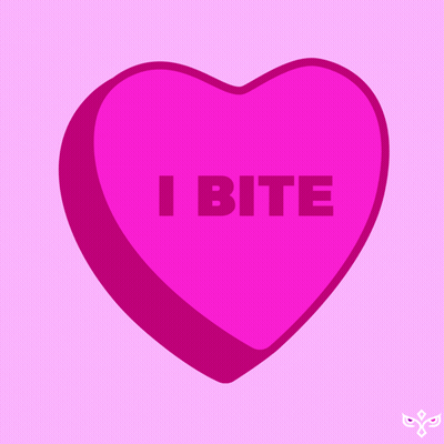Pink Heart Saying I Bite GIF