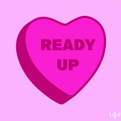 Pink Heart Saying Ready Up GIF